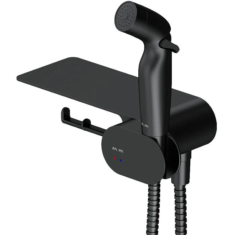 Унитаз AM.PM Spirit V2.0 FlashClean CK70H1103B подвесной с гигиеническим душем и ершиком с сиденьем Микролифт фарфор подвесной
