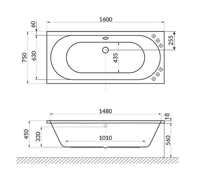 Акриловая ванна Excellent Oceana Slim 160x75 WAEX.OCE16WHS без гидромассажа