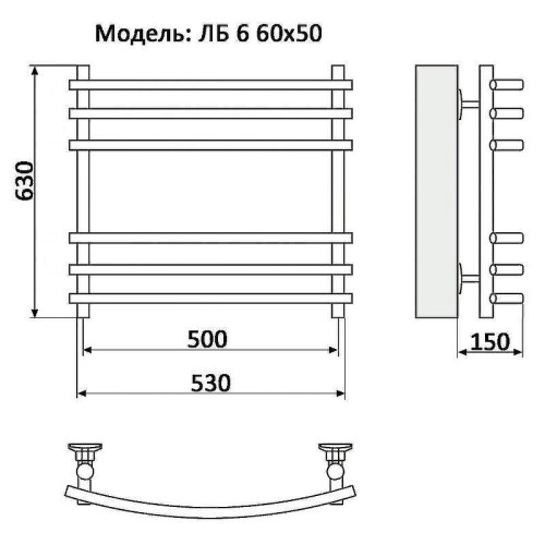 Водяной полотенцесушитель Ника Bamboo ЛБ 6 60/50 Хром
