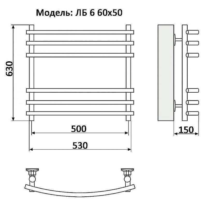 Водяной полотенцесушитель Ника Bamboo ЛБ 6 60/50 Хром