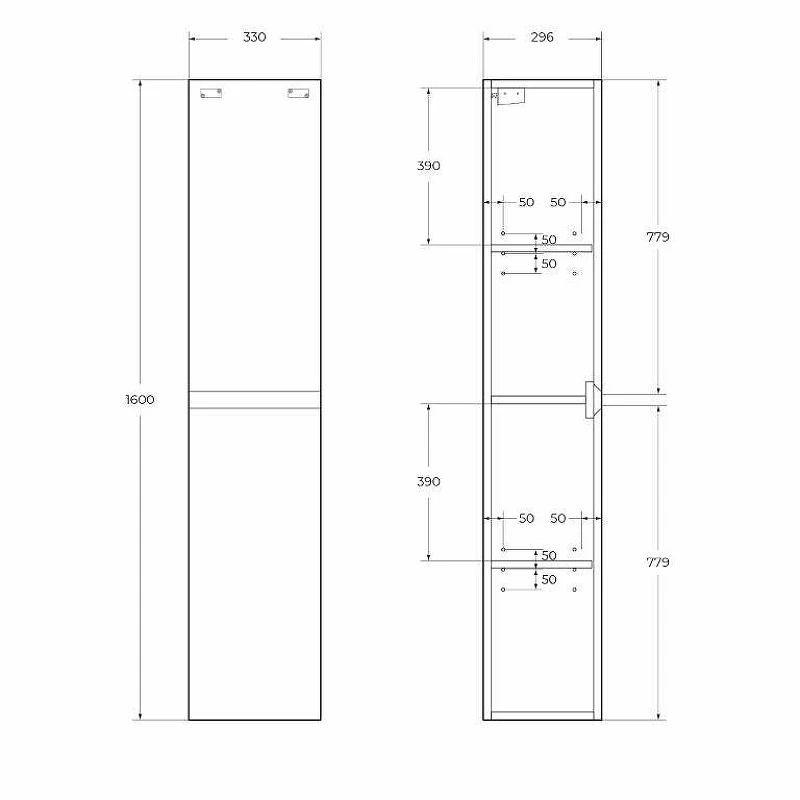 Шкаф пенал BelBagno Kraft 33 L KRAFT-1600-2A-SC-CG-L подвесной Cemento Grigio МДФ / ЛДСП
