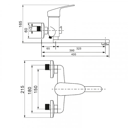 Смеситель для ванны WesnaArt Ocean OCE12-320 универсальный Хром