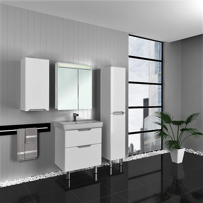 Зеркальный шкаф Dreja Eco Uni 60 99.9001 Белый МДФ / ЛДСП, стекло