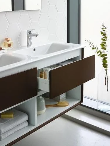 Тумба под раковину Ideal Standard Connect Air 120 E0829UK подвесная цвет Wood light brown + Matt Light Brown (Светло-коричневое дерево + Светло-коричневый матовый)