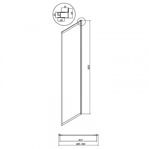 Душевая стенка Grossman Cosmo 90 200.K33.02.90.21.02 профиль Черный матовый стекло шиншилла