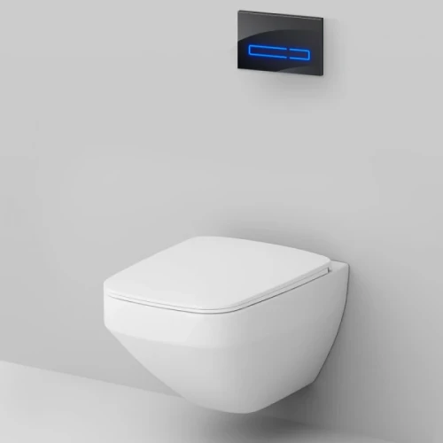 Комплект унитаза с инсталляцией AM.PM Inspire V2.0 FlashClean IS450A38.50A1700 с сиденьем Микролифт и Черной клавишей смыва фарфор подвесной