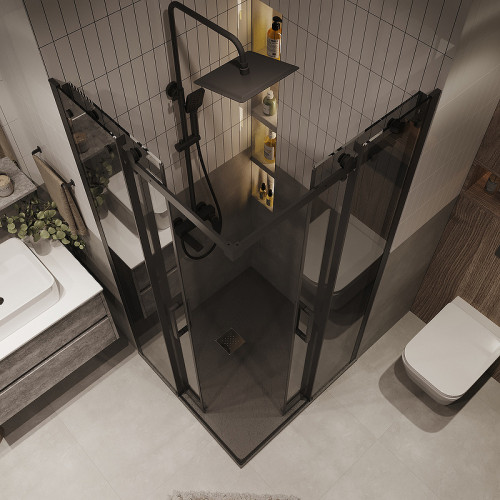 Душевой уголок Grossman Classic 90х90 300.K33.04.9090.21.10 профиль Черный матовый стекло тонированное