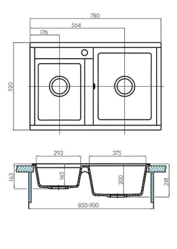 Кухонная мойка Aquaton Делия 78 DBL 1A723132DE220 Песочная