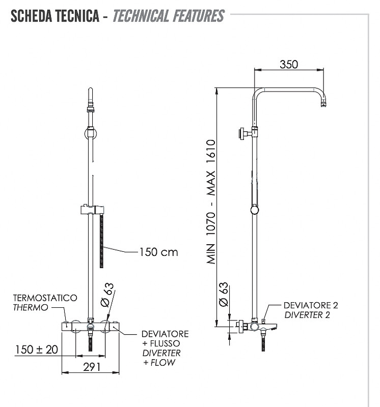 Душевая система Remer Elegance EQ34ASSDXV с термостатом цвет Сталь