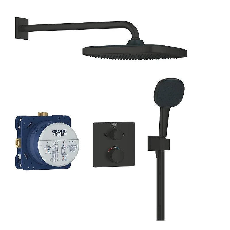Душевая система Grohe Precision Thermostat 348822430 с термостатом цвет Черный матовый