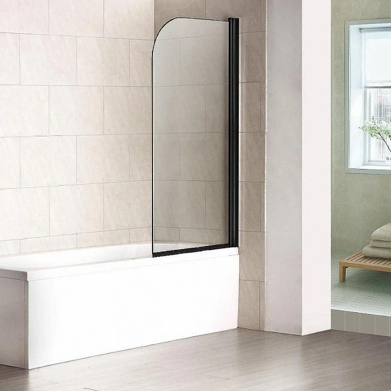 Шторка на ванну Good Door Screen 80 H-80-C-B профиль Черный стекло прозрачное