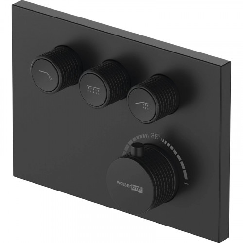 Смеситель для душа WasserKRAFT Elbe 7458 Thermo с термостатом Черный матовый латунь встраиваемый