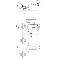 Смеситель для ванны Webert Sax Evolution SE850101560 Черный матовый на стену