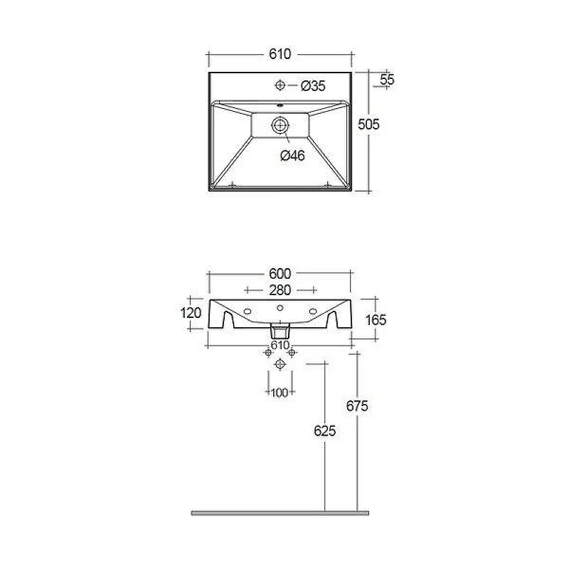 Раковина подвесная Kludi Resa 60 59WW6143 цвет Белый