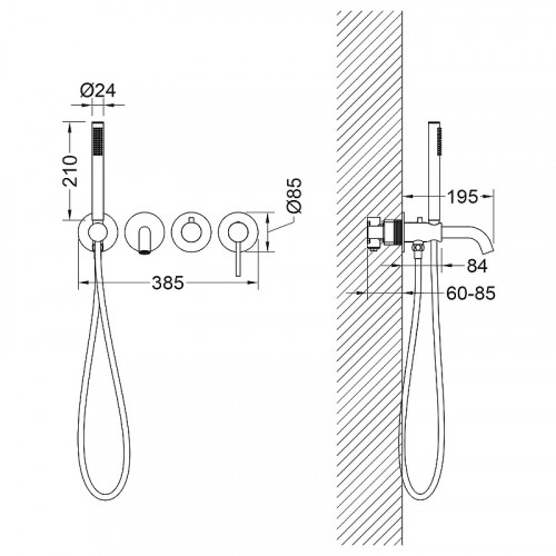 Смеситель для ванны Timo Saona 2314/00YSM Хром латунь встраиваемый