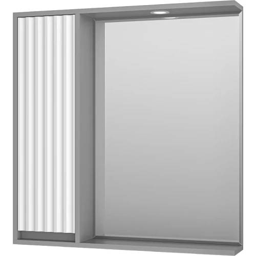 Зеркало со шкафом Brevita Balaton 80 L BAL-04080-01-01Л с подсветкой Белое матовое Серое матовое МДФ / ЛДСП, стекло
