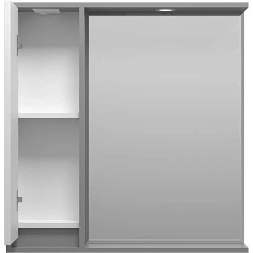 Зеркало со шкафом Brevita Balaton 80 L BAL-04080-01-01Л с подсветкой Белое матовое Серое матовое МДФ / ЛДСП, стекло