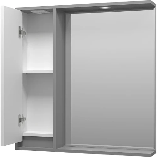 Зеркало со шкафом Brevita Balaton 80 L BAL-04080-01-01Л с подсветкой Белое матовое Серое матовое МДФ / ЛДСП, стекло