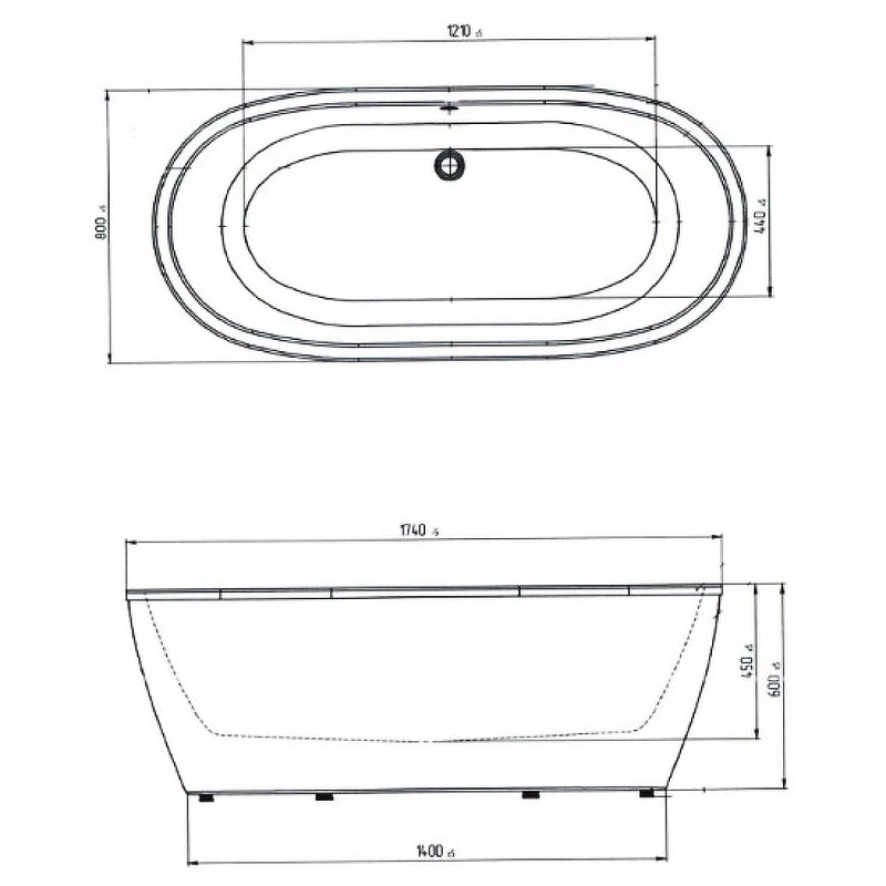Акриловая ванна Aima Design Tondo 174x80 01тон17480 без гидромассажа