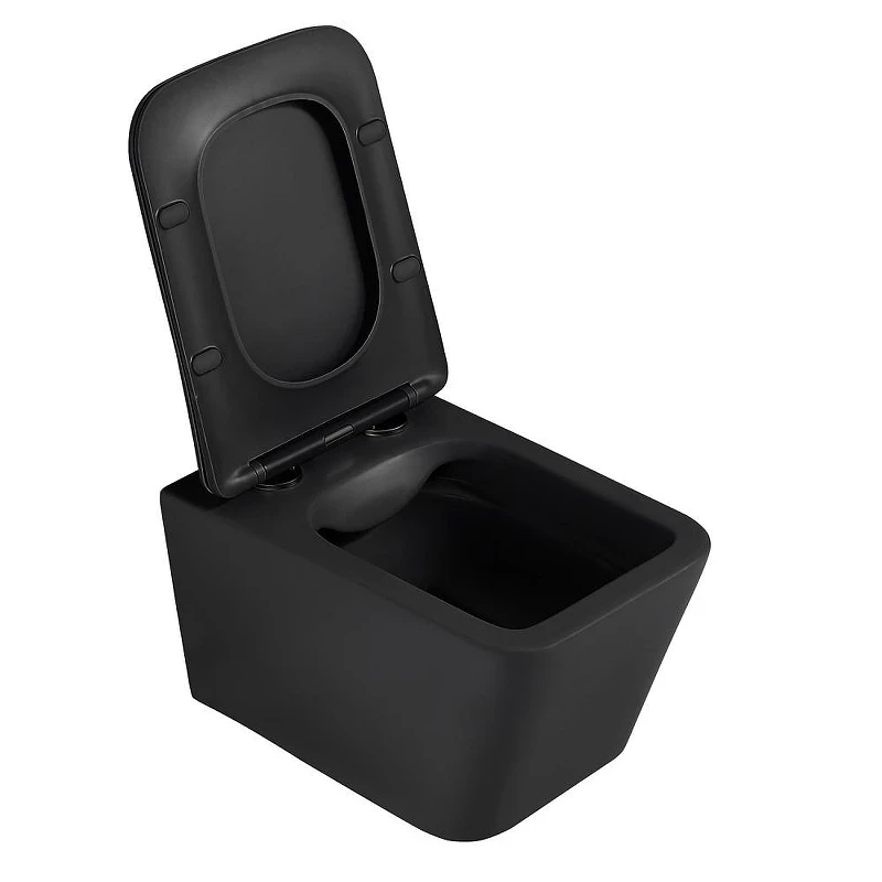 Комплект унитаза Abber Rechteck AC1201MB-AC0105-AC0120NG с сиденьем Микролифт и клавишей смыва цвет Никель