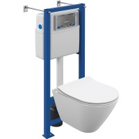 Комплект унитаза Cersanit City Smart CO DPL EO slim LP с инсталляцией Vector 64917 с сиденьем Микролифт фарфор подвесной