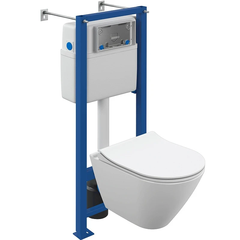 Комплект унитаза Cersanit City Smart CO DPL EO slim LP с инсталляцией Vector 64917 с сиденьем Микролифт фарфор подвесной