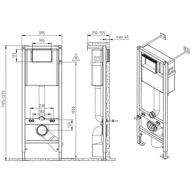 Комплект унитаза Cersanit City Smart CO DPL EO slim LP с инсталляцией Vector 64917 с сиденьем Микролифт фарфор подвесной