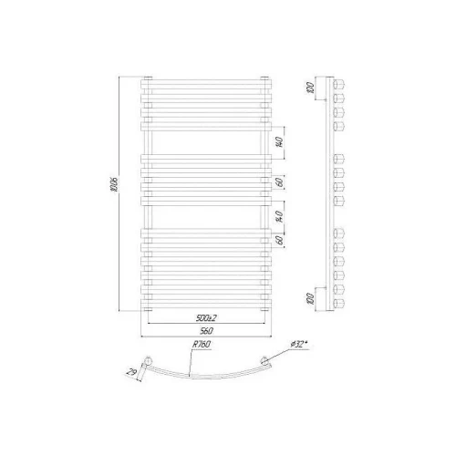 Водяной полотенцесушитель Ravak Elegance 50х100 X04000083676 Хром нержавеющая сталь
