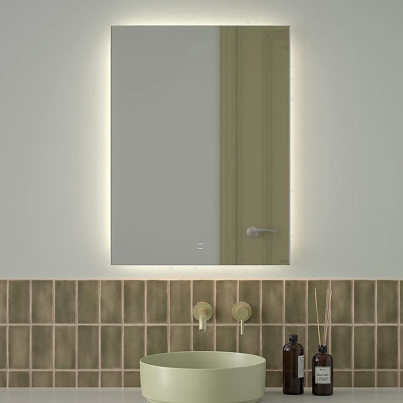 Зеркало Defesto Glow 60х80 DF 2507S с подсветкой 25W-4500К/с фацетом/Сенсорный выключатель/Нейтральный белый свет