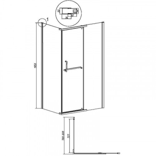 Душевая стенка Grossman Pragma 80 200.K33.03.80.10.00 профиль Хром стекло прозрачное