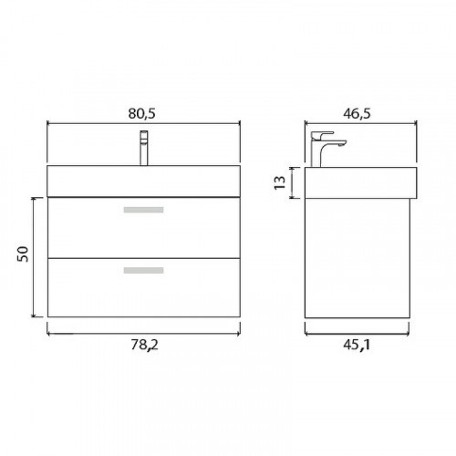 Тумба под раковину Creto Tivoli 80 8-1377BA подвесная Bamenda МДФ / ЛДСП