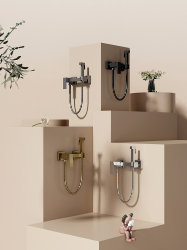 Гигиенический душ со смесителем Splenka S98.51.05 Сатин латунь на стену