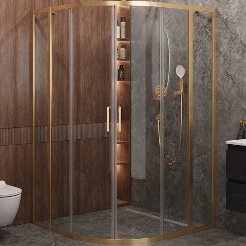 Душевой уголок Cezares Molveno 120x120 MOLVENO-R-22-90+30-C-BORO-IV профиль Брашированное золото стекло прозрачное