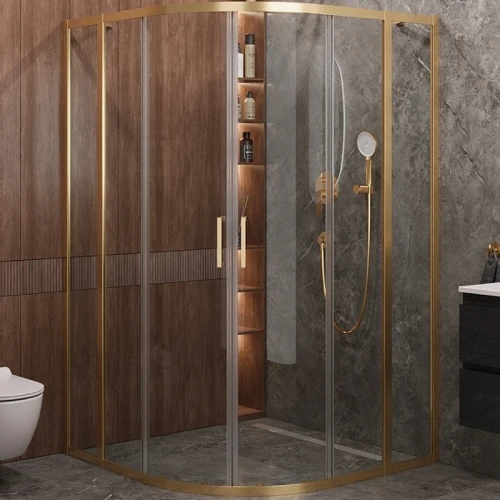 Душевой уголок Cezares Molveno 120x120 MOLVENO-R-22-90+30-C-BORO-IV профиль Брашированное золото стекло прозрачное
