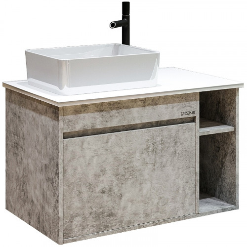 Тумба под раковину Grossman Фалькон 80 108005 подвесная Бетон МДФ / ЛДСП