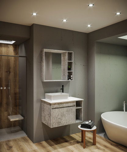 Тумба под раковину Grossman Фалькон 80 108005 подвесная Бетон МДФ / ЛДСП