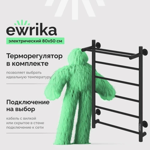 Электрический полотенцесушитель EWRIKA Сафо PN 80х50 с полкой цвет Черный