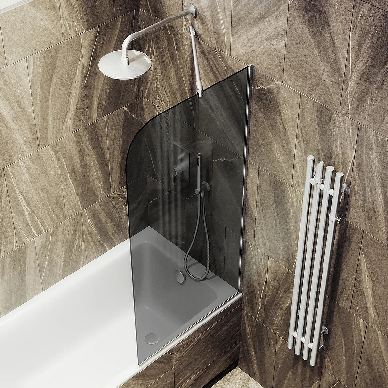 Шторка на ванну Maybah Glass MGV-134-5у 440x1400 в узком профиле Хром матовый стекло графитовое