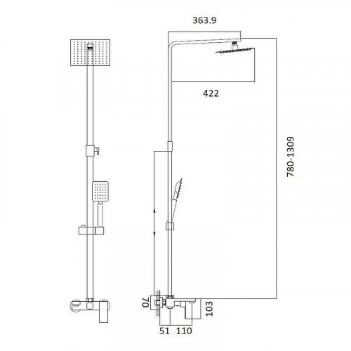 Душевая система D-Lin H10A24 цвет Черный