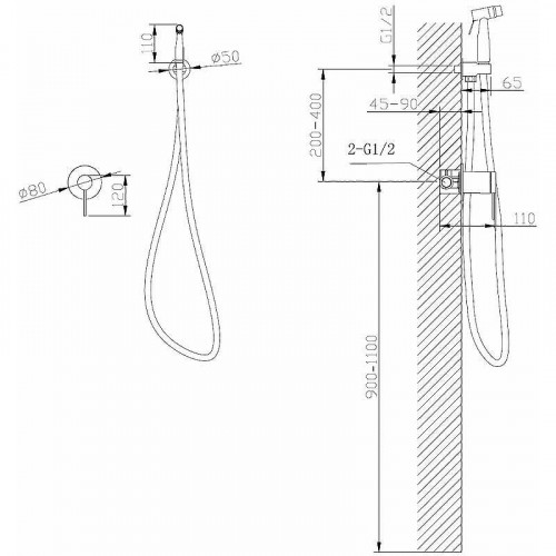 Гигиенический душ со смесителем Abber Emotion AF8825NG Никель