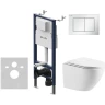 Комплект унитаза WellWant Aura WWU01121WK с инсталляцией AM.PM PrimeFit I012709.0201 с сиденьем Микролифт и Белой глянцевой клавишей смыва