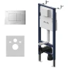 Комплект унитаза WellWant Aura WWU01121WK с инсталляцией AM.PM PrimeFit I012709.0201 с сиденьем Микролифт и Белой глянцевой клавишей смыва