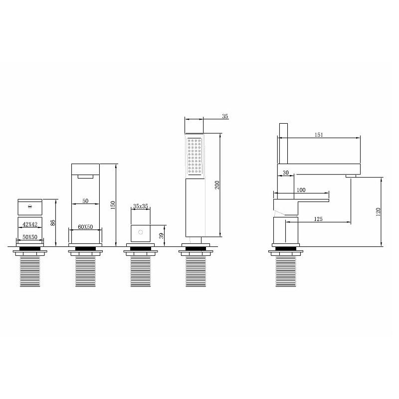 Смеситель на борт ванны Abber Daheim AF8213NG Никель латунь