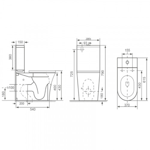 Унитаз компакт Royce Voodoo RCT-133104WH с бачком и сиденьем Микролифт фаянс напольный