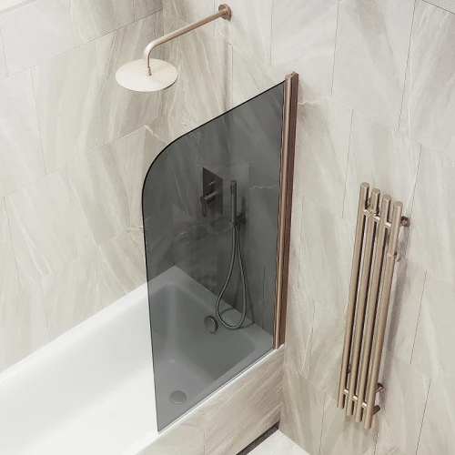 Шторка на ванну Maybah Glass MGV-608-2 500x1400 поворотная на монопетле Бронза стекло графитовое