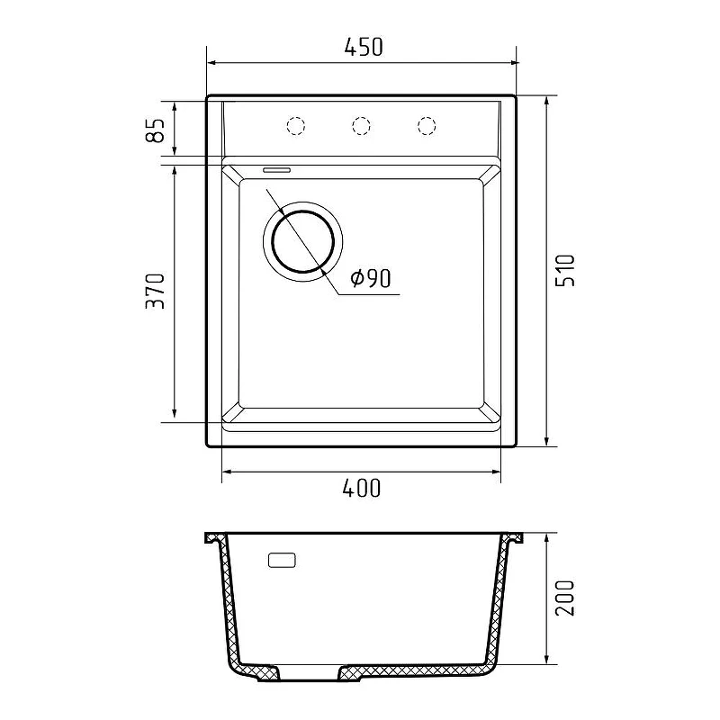 Кухонная мойка Rivelato Tesoro 45 TR-455-L antracite цвет Антрацит