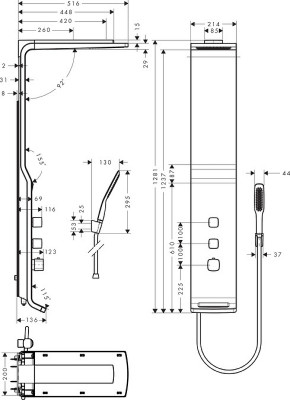 Душевая панель Hansgrohe Raindance 27008400 Белая Хром латунь на стену