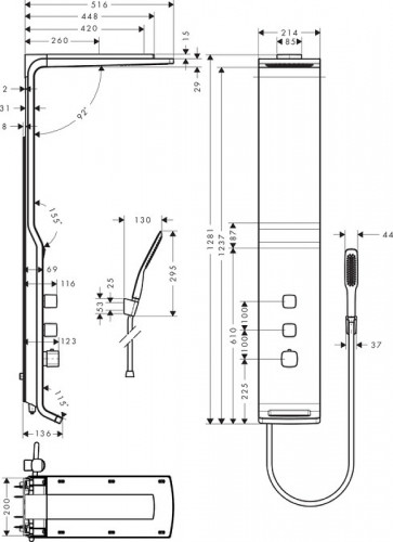 Душевая панель Hansgrohe Raindance 27008400 Белая Хром латунь на стену