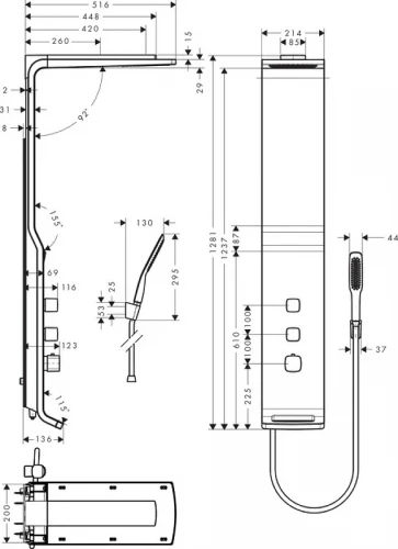 Душевая панель Hansgrohe Raindance 27008400 Белая Хром латунь на стену