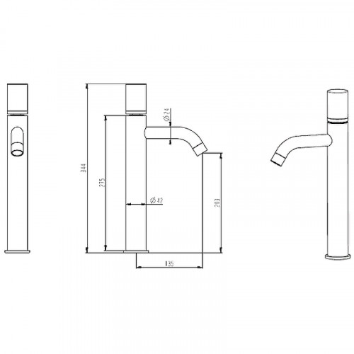 Смеситель для раковины Boheme Stick 122-BB Черный латунь